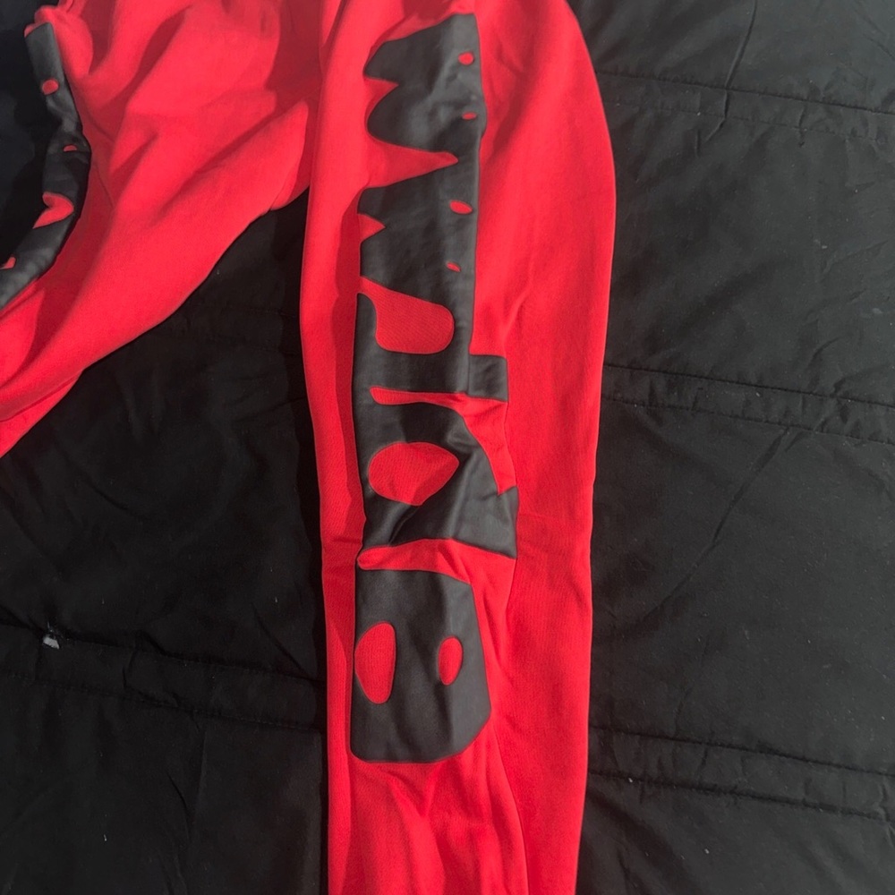 Bright Red Sweatpants with Elastic Waistband and Relaxed Fit - Picture 2 of 5